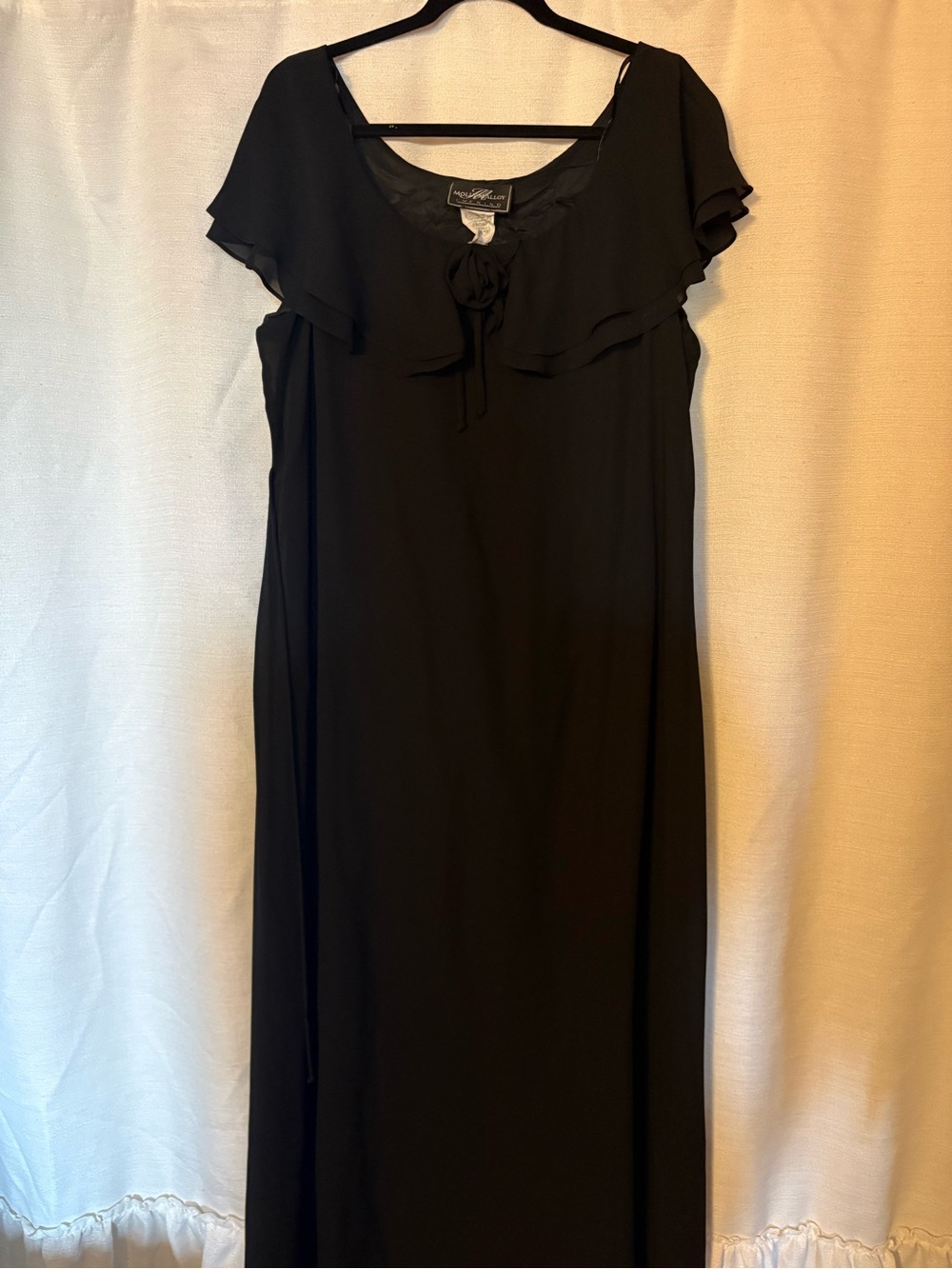 Molly Malloy Black Formal Maxi Dress with Ruffle Yoke